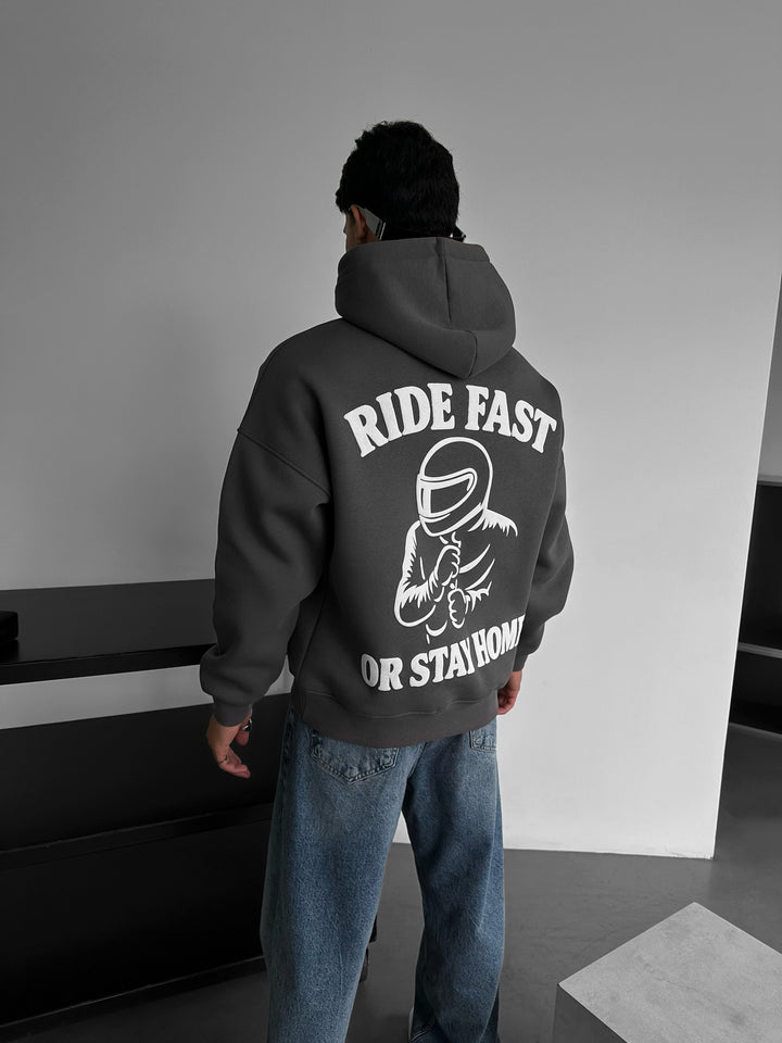 Oversize Ride Fast Hoodie - Anthracite