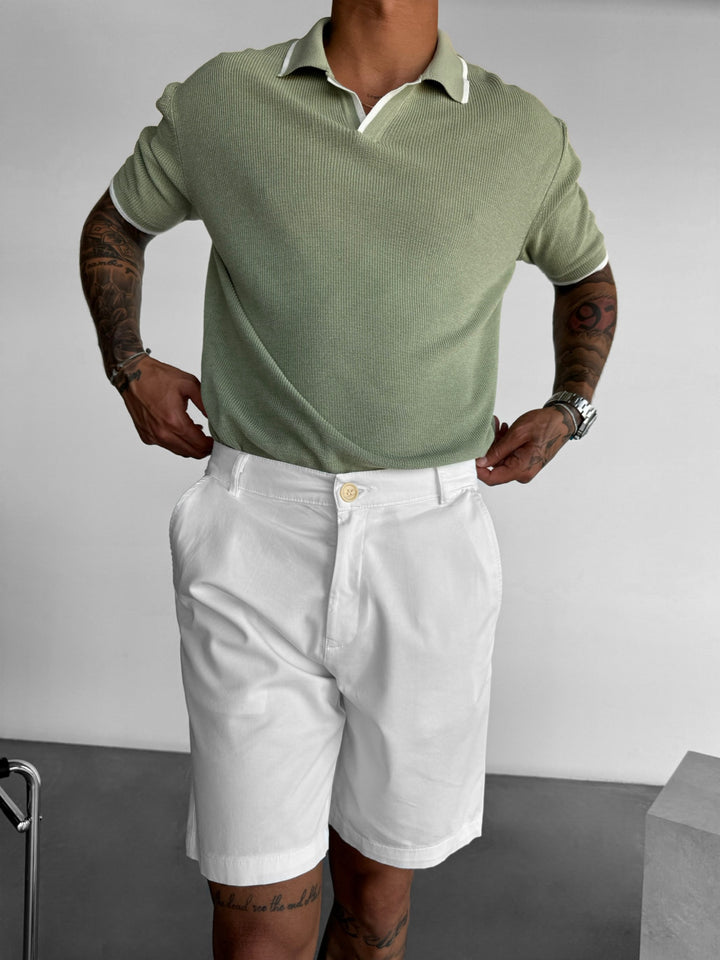 Regular Fit Knit Line Polo T-Shirt - Green