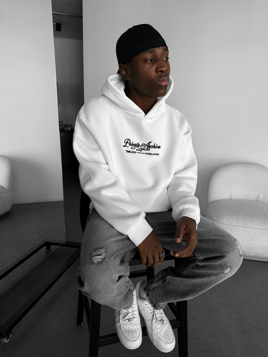 Baggy Washed Torn Jeans - Anthracite