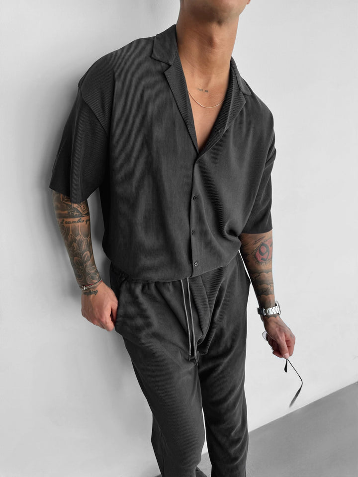 Oversize Ribbed Shirt - Anthracite