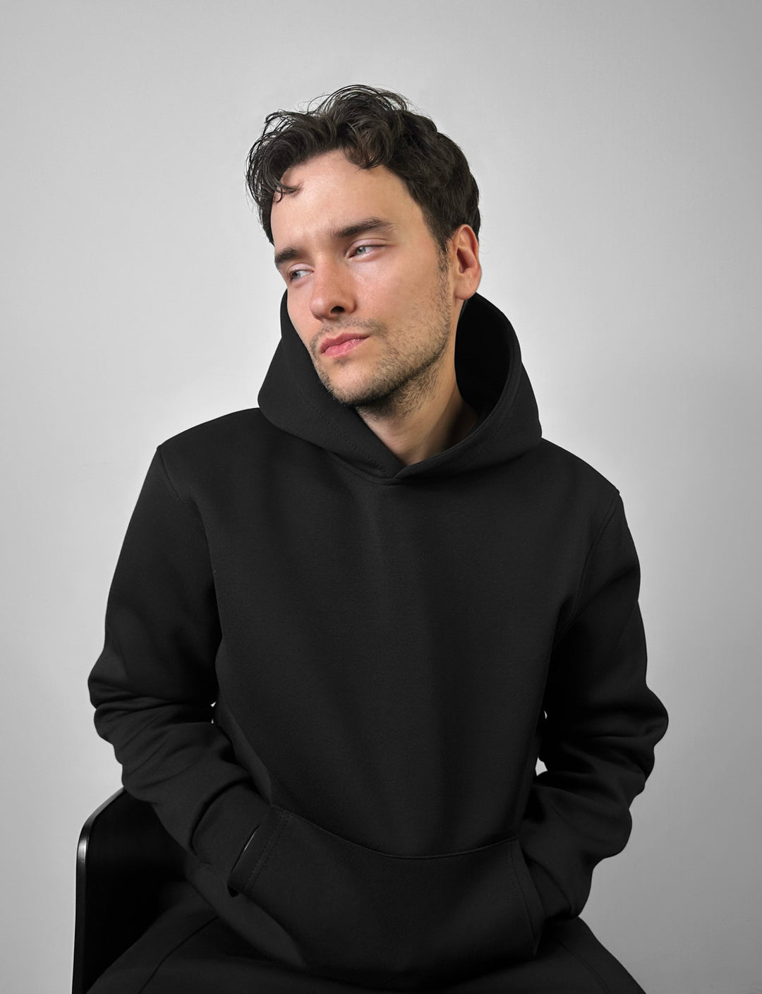 Loose Fit Basic Hoodie - Black