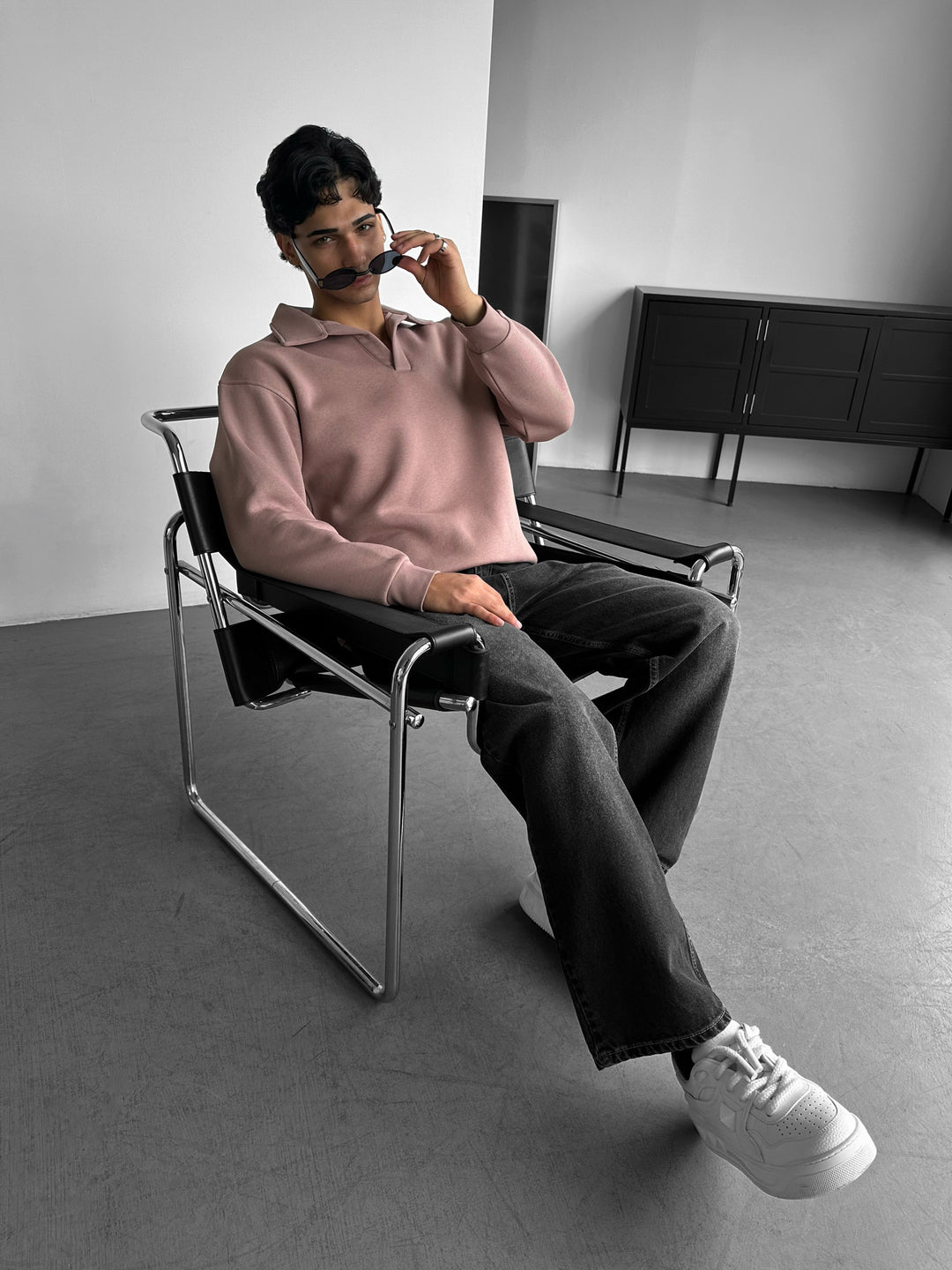 Oversize Basic Polo Sweatshirt - Antler