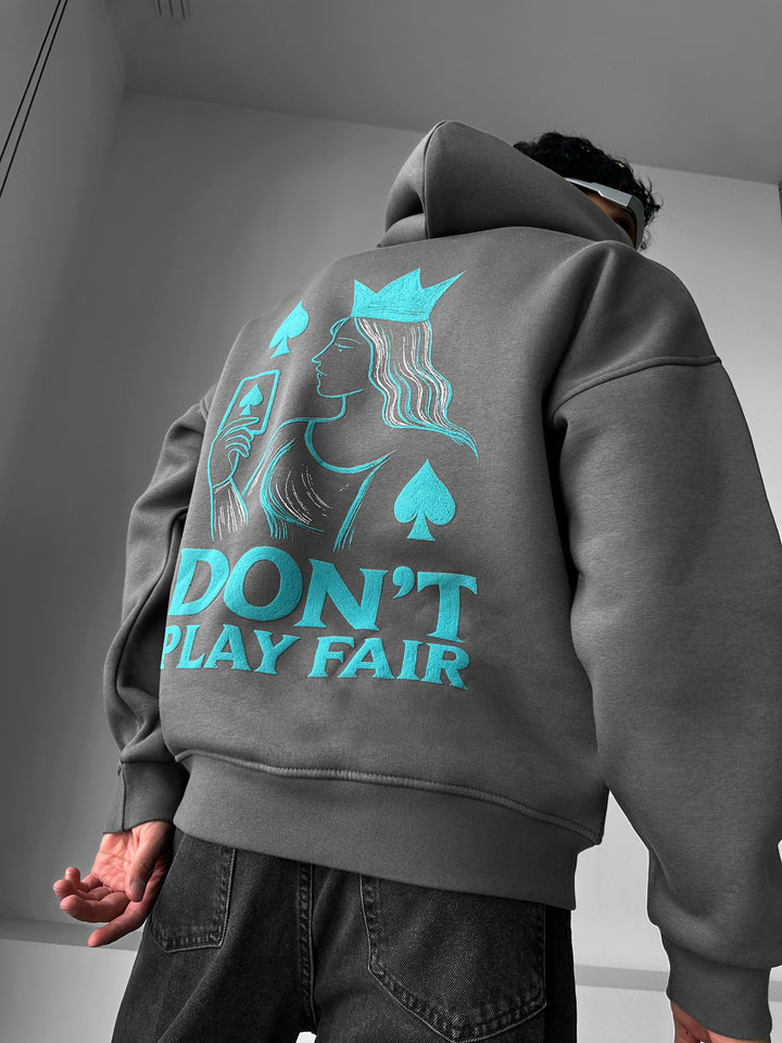 Oversize Don't Play Fair Hoodie - Anthracite