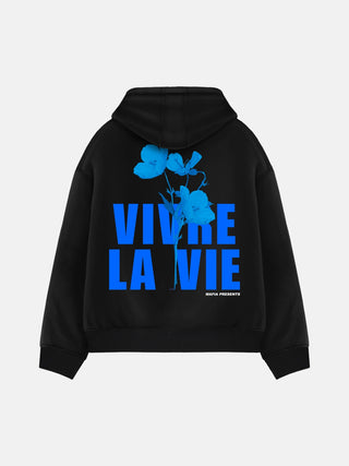 Oversize Vivre La Vie Hoodie - Black and Saks