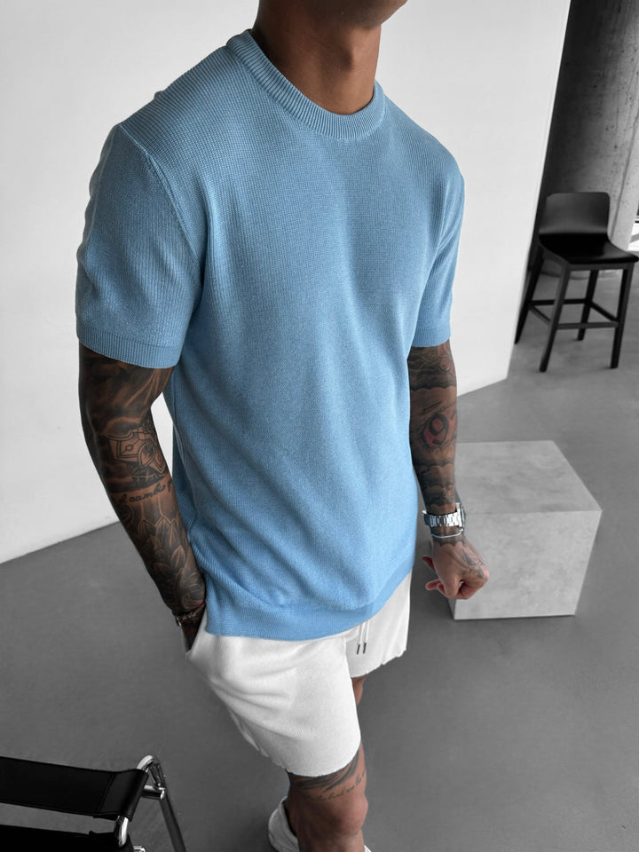 Oversize Knit T-Shirt - Babyblue