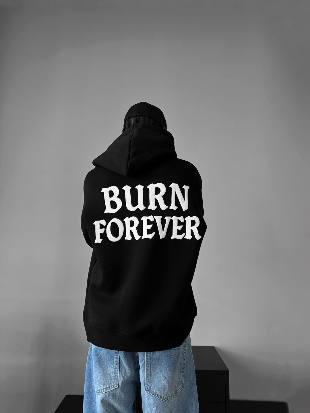 Oversize “Burn Forever” Hoodie - Black