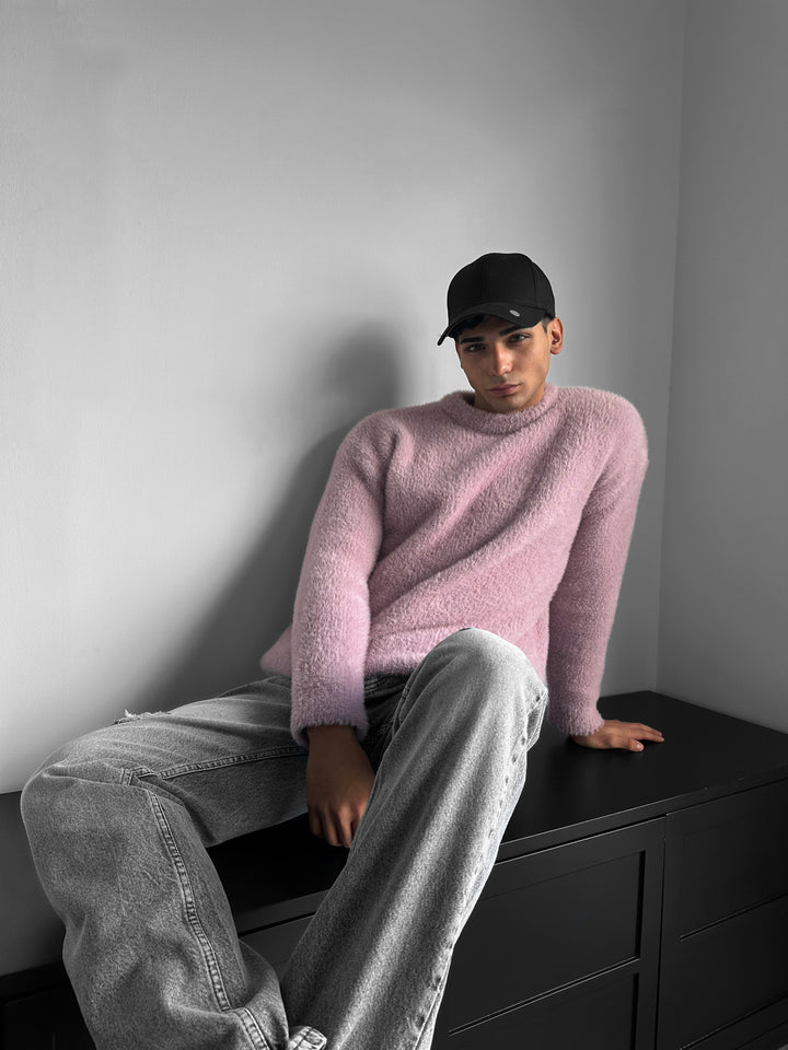 Oversize Hairy Rope Sweater - Lilac Whisper