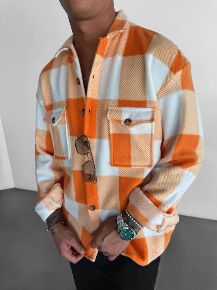 Regular Fit Pocket Fleece Shirt - Pastel Orange