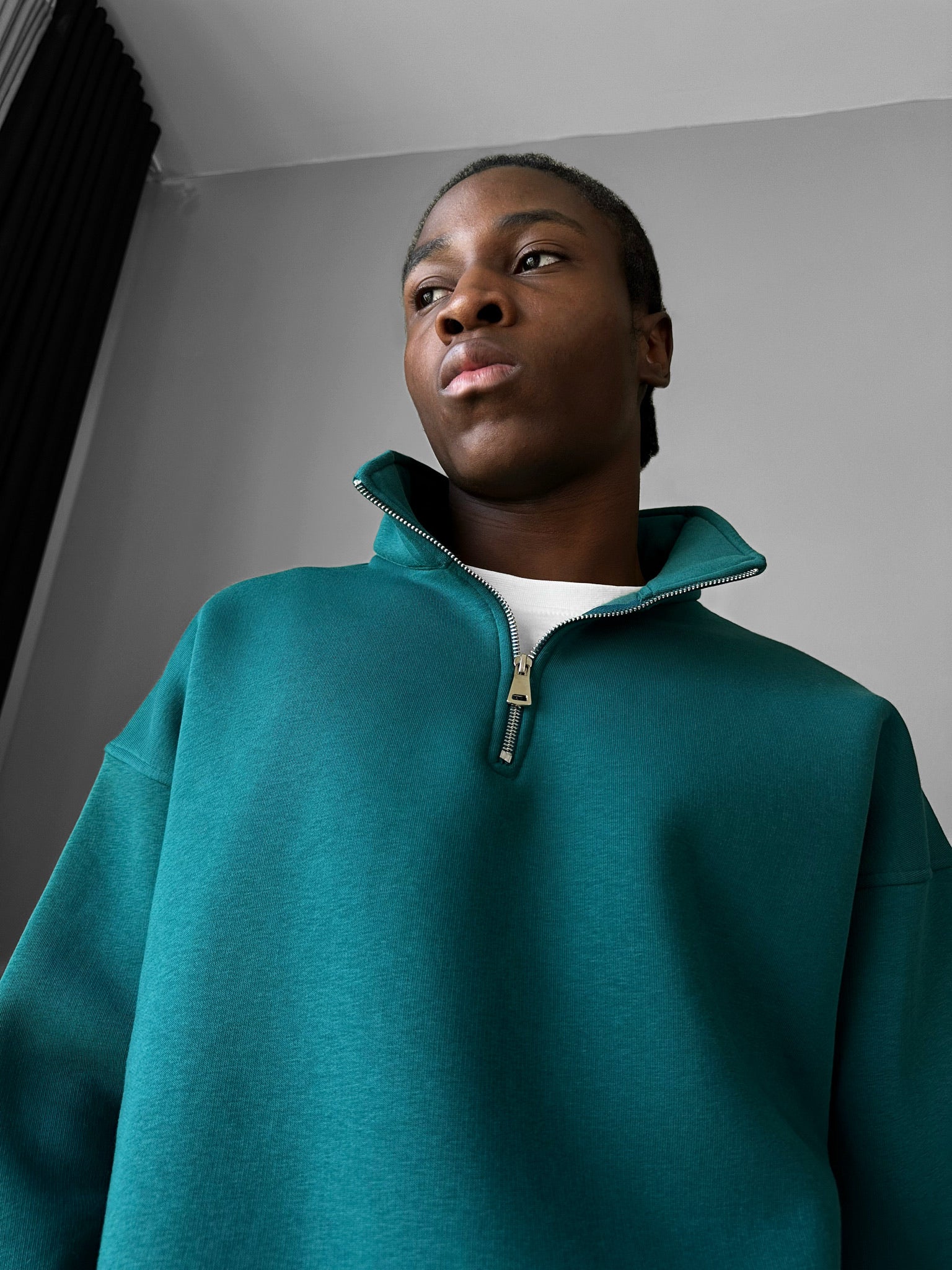 Oversize Half-Zip Polo Sweatshirt - Sea Moss – Kleidermafia