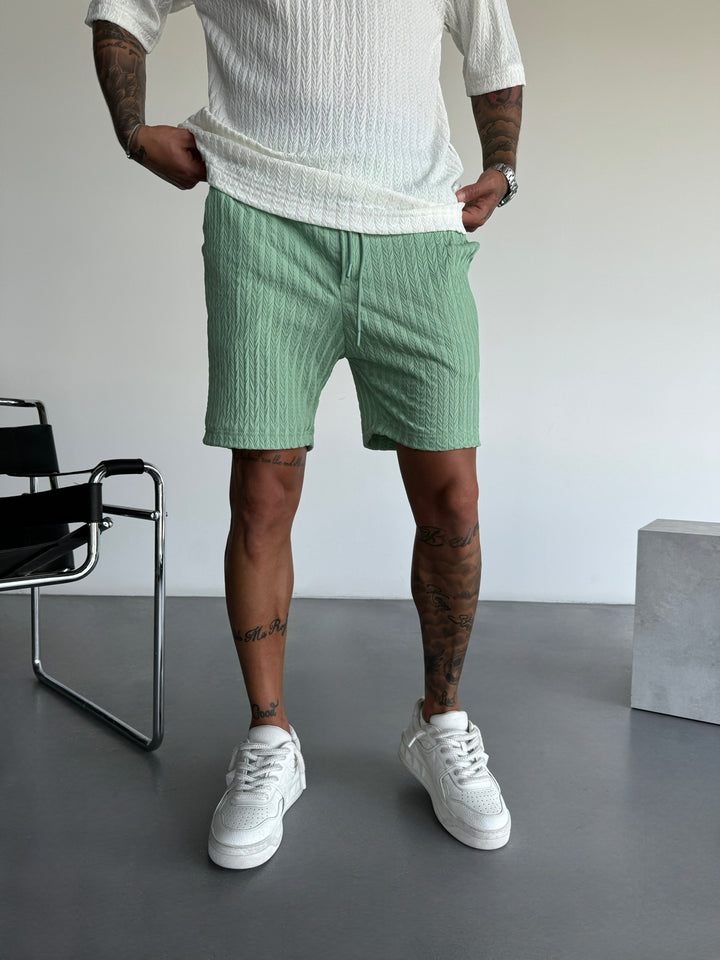 Loose Fit Structured Shorts - Quiet Green