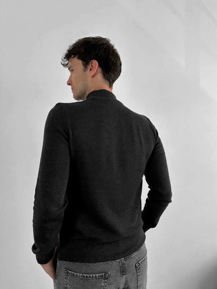 Loose Fit Half Neck Pullover - Anthracite