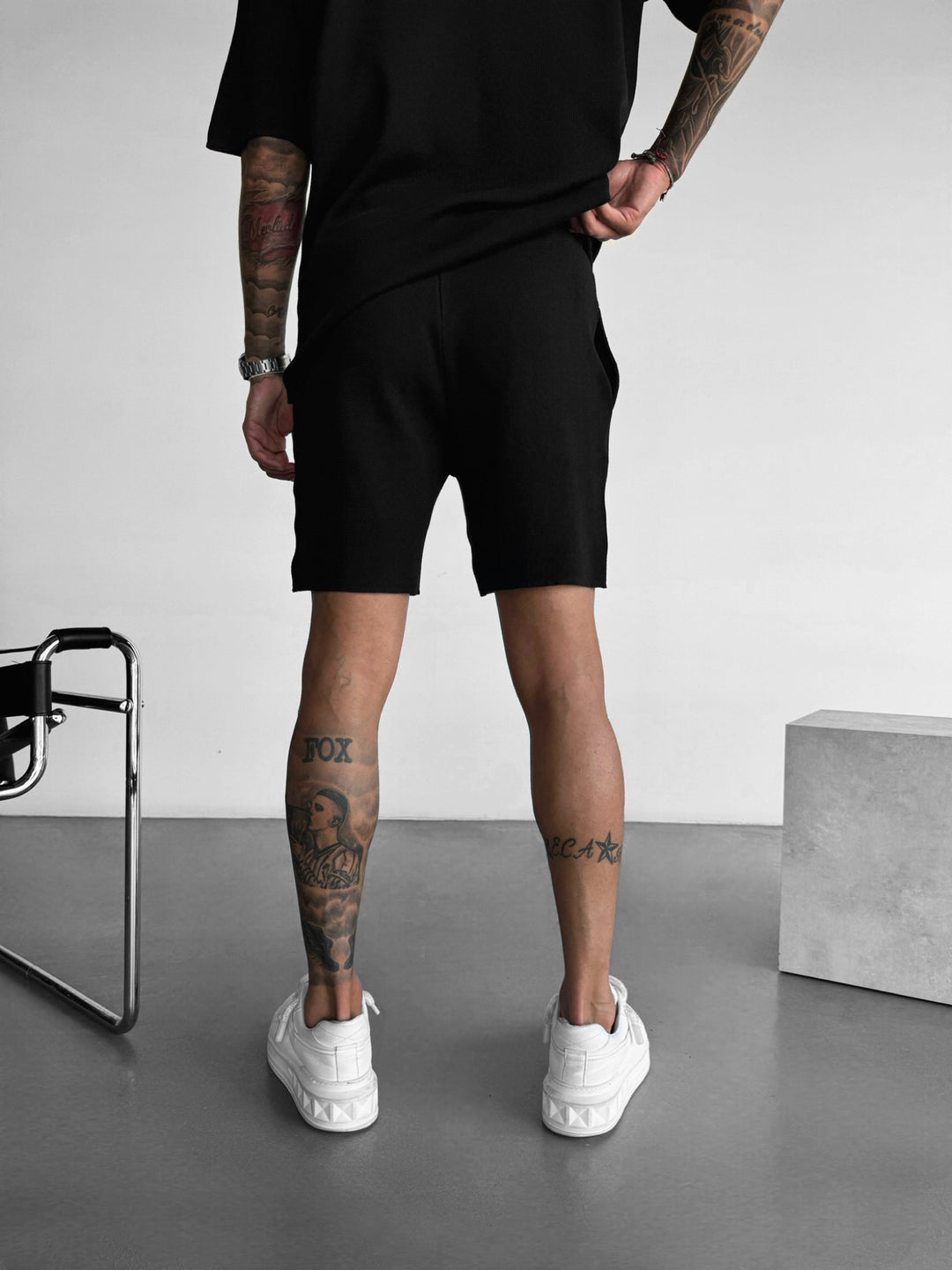 Loose Fit Knit Shorts - Black