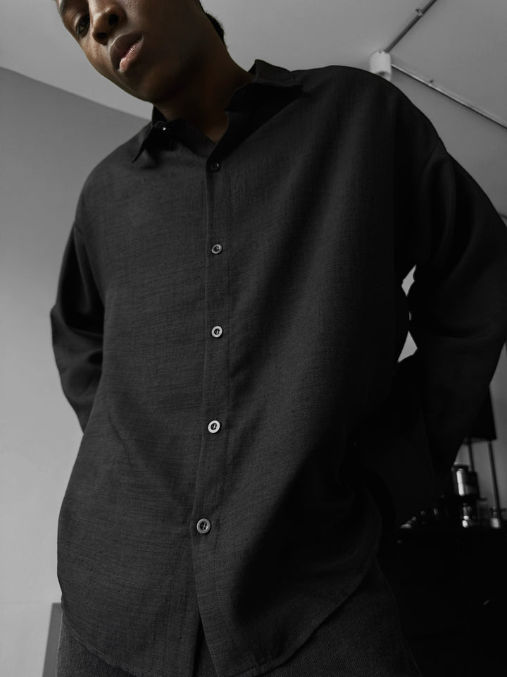 Oversize Linen Shirt - Black