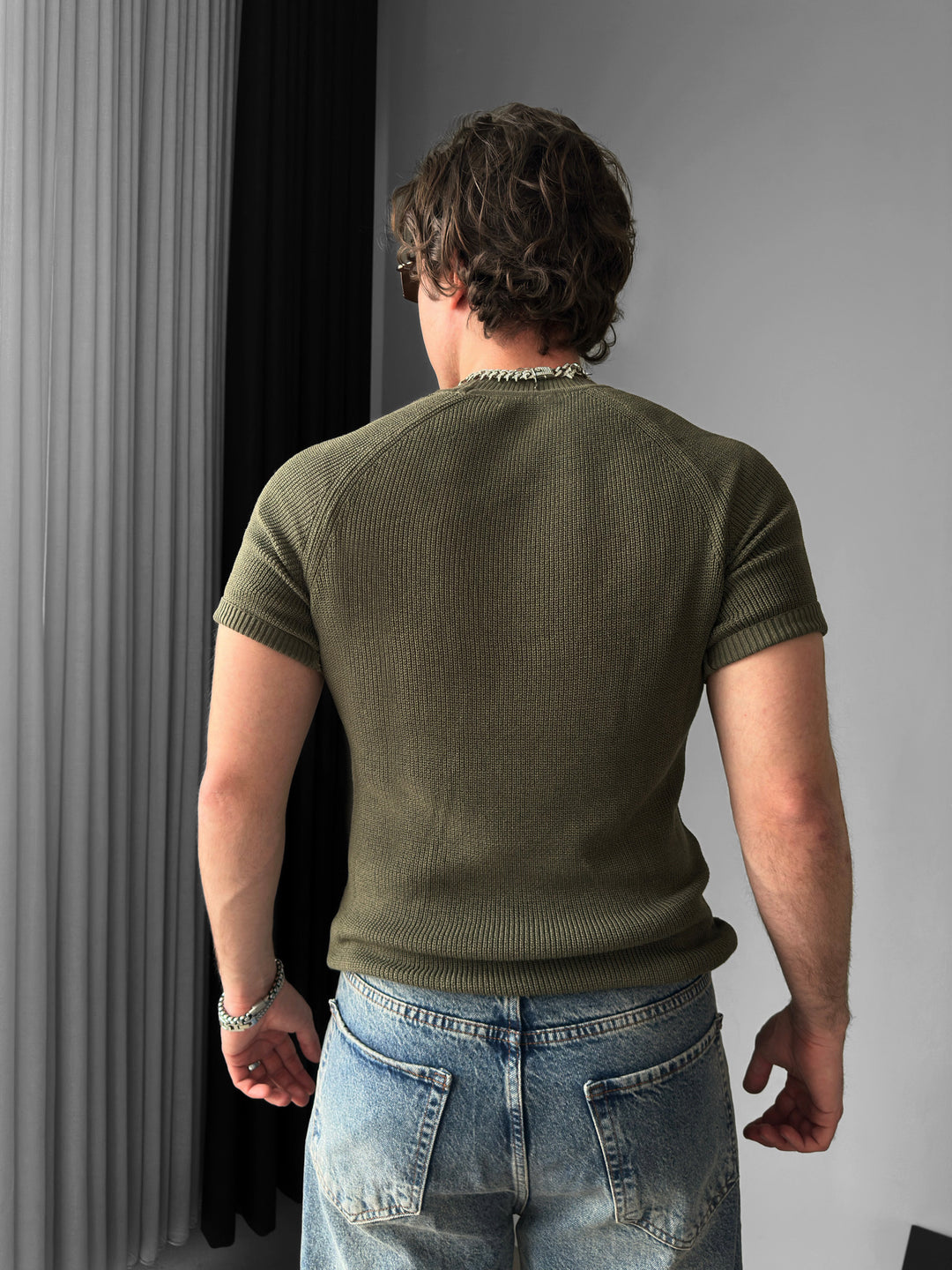 Slim Fit Knit T-shirt - Khaki