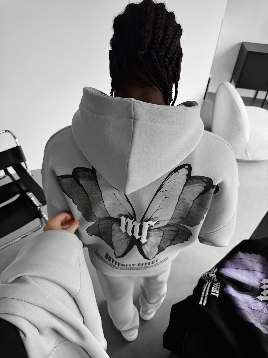 Oversize Butterfly Effect Hoodie - Grey