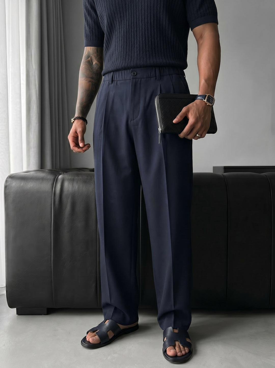 Baggy Chino Trousers - Blue