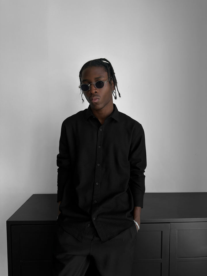 Regular Fit Textured Shirt - Black