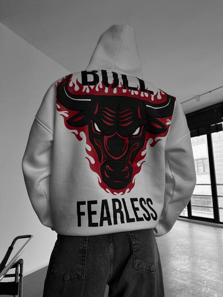 Oversize Bull Fearless Hoodie - White