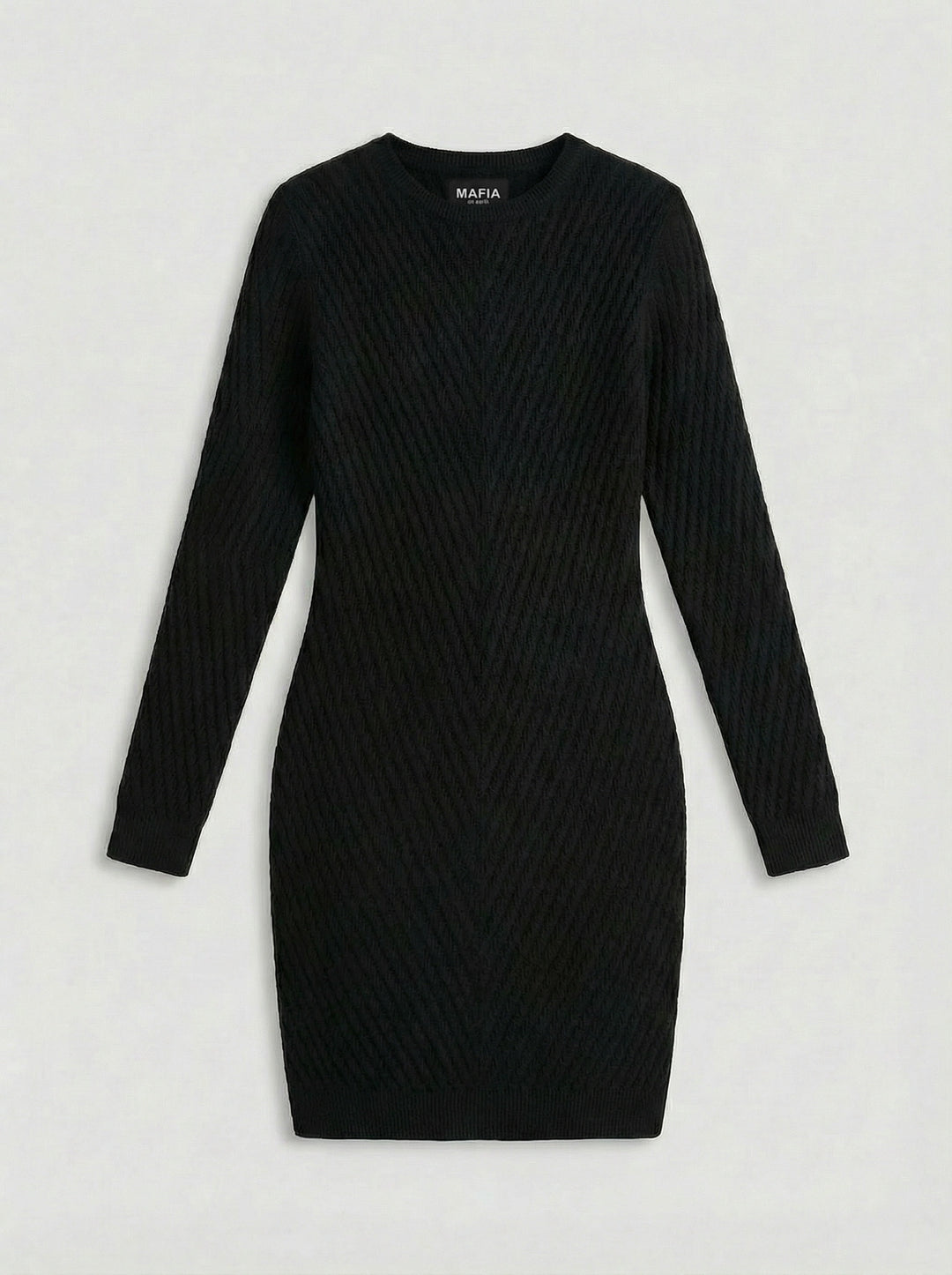 Fitted Midi Knit Dress - Black