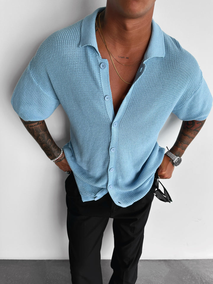 Oversize Long Button Shirt - Baby Blue
