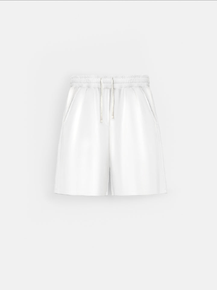 Loose Fit Velvet Shorts - White