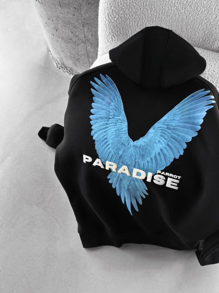 Oversize Parrot Hoodie - Black and Blue
