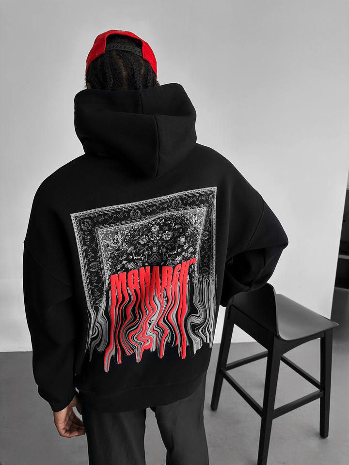 Oversize Monarch Hoodie - Black and Bordeaux