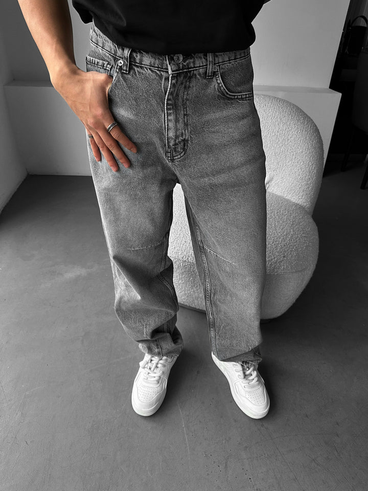 Baggy Stitched Jeans - Anthracite