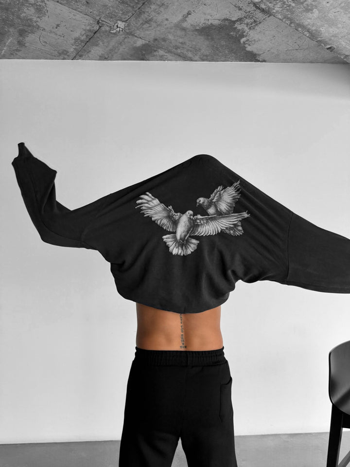 Oversize Washed Vuelo Mafioso Hoodie - Black