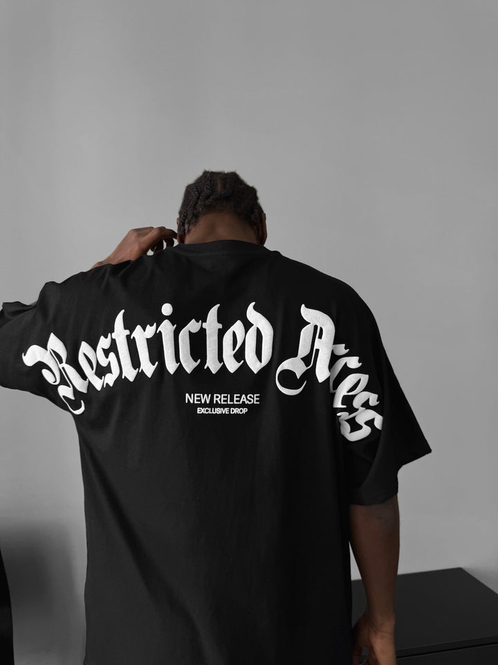 Oversize 'Restricted Access' T-Shirt - Black