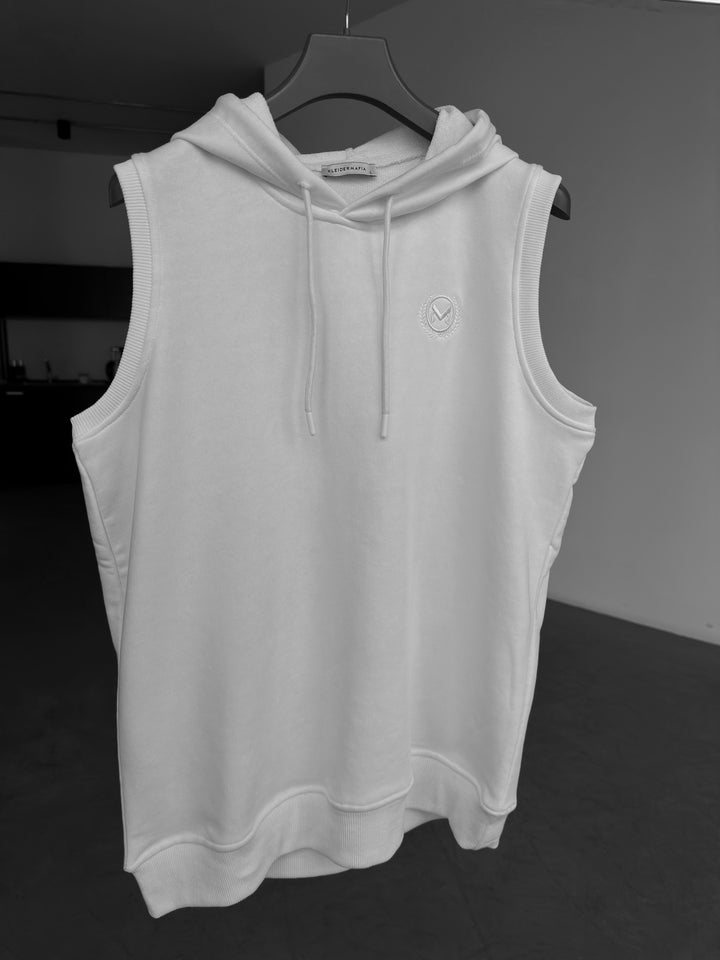 Loose Fit Sleeveless Hoodie - White