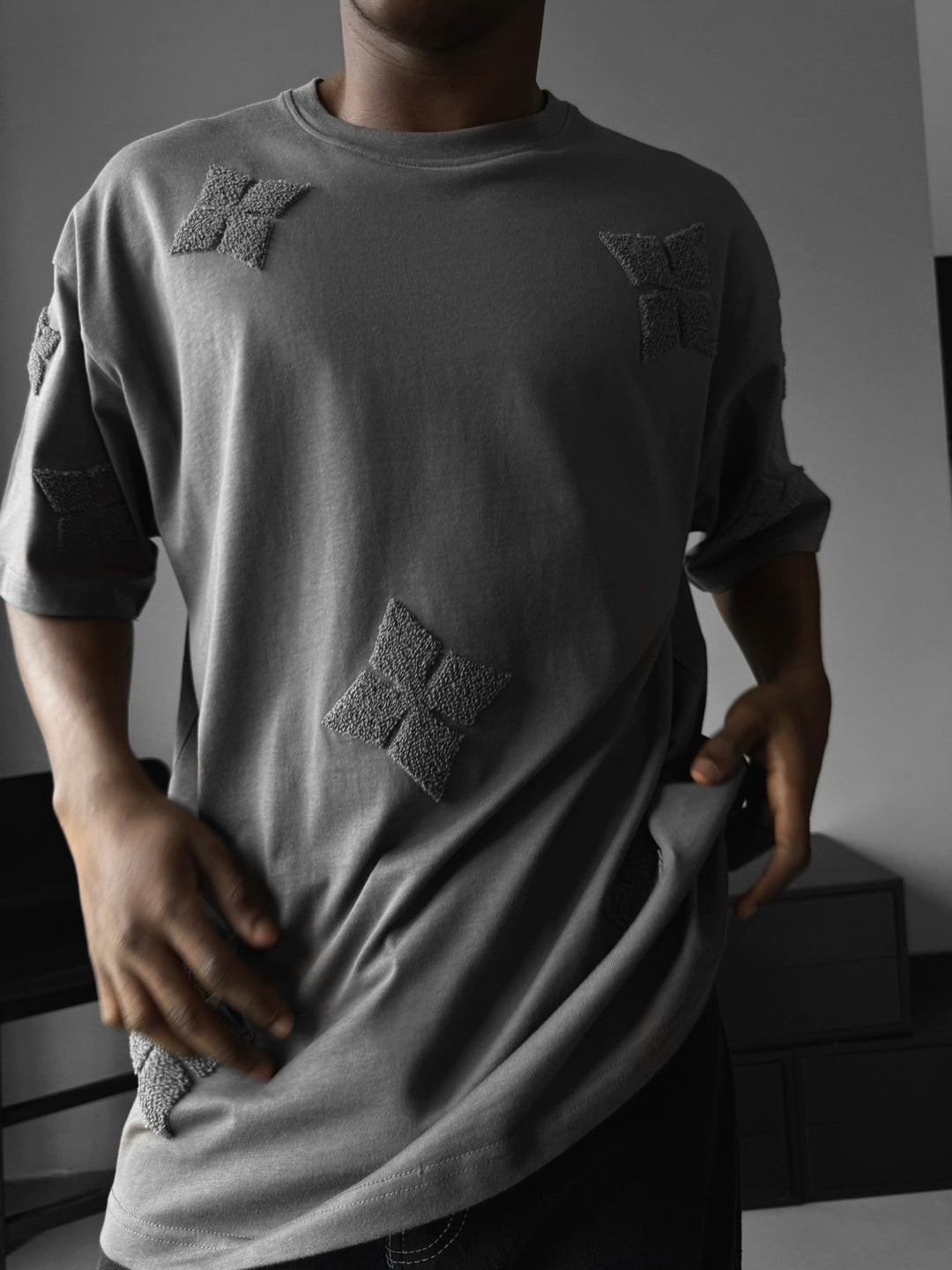Oversize Detailed T-Shirt - Anthracite