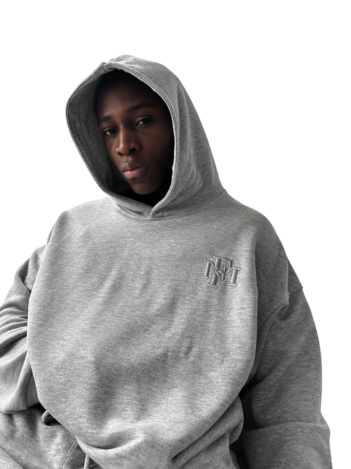 Loose Fit ‘MF’ Hoodie - Grey Melange