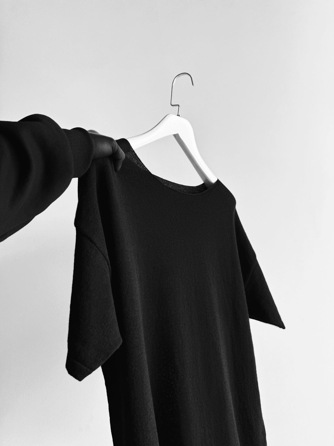 Oversize Thin Knit T-shirt - Black