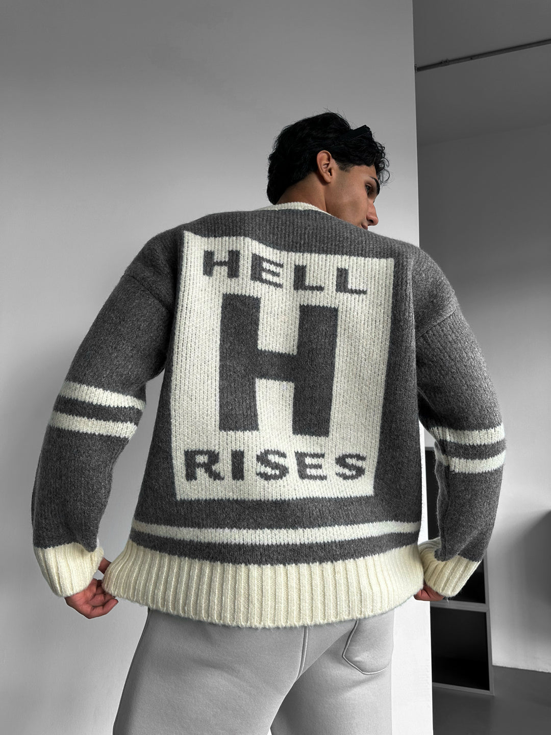 Oversize Knit Letter Sweater - Ecru