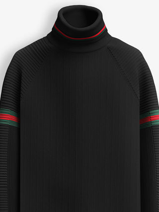 Slim Fit color accents Sweater - Black