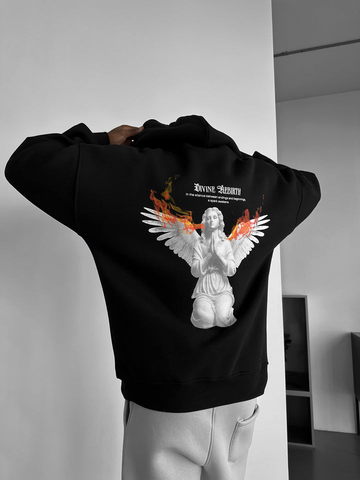 Oversize Divine Rebirth Hoodie - Black