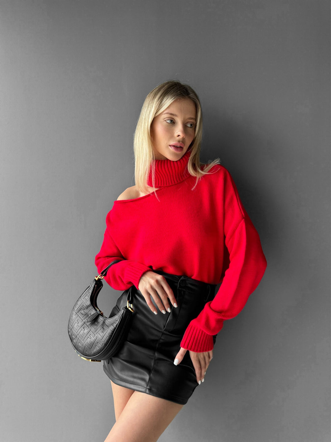 Collar Details Pullover - Red