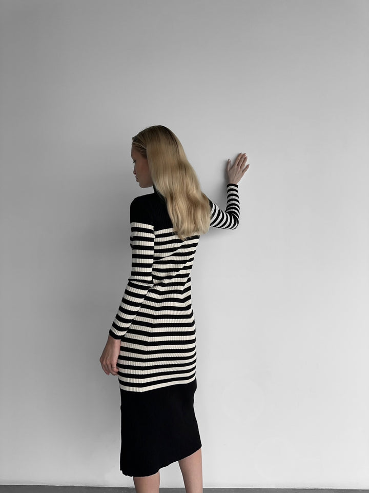 Midi Zebra Dress - Black