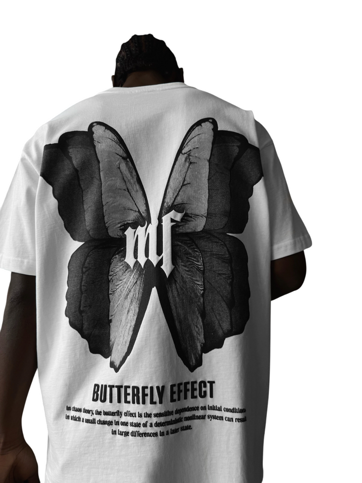 Oversize 'Butterfly Effect' T-Shirt - Ecru