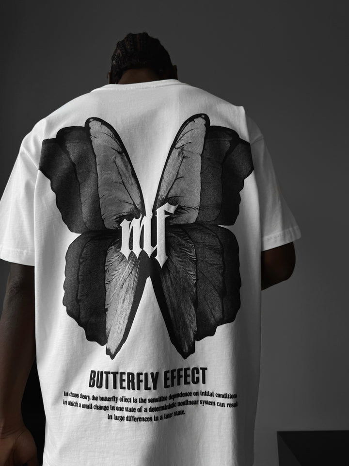 Oversize 'Butterfly Effect' T-Shirt - Ecru