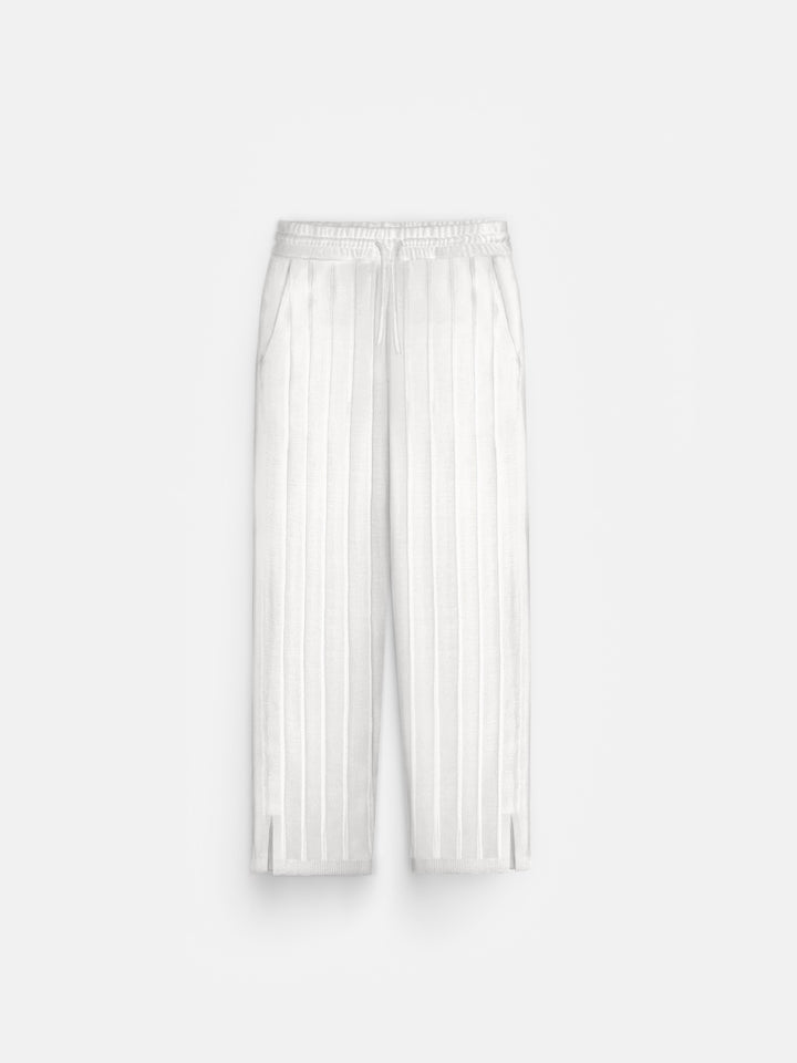 Loose Fit Wide Ribbed Pant - Bone