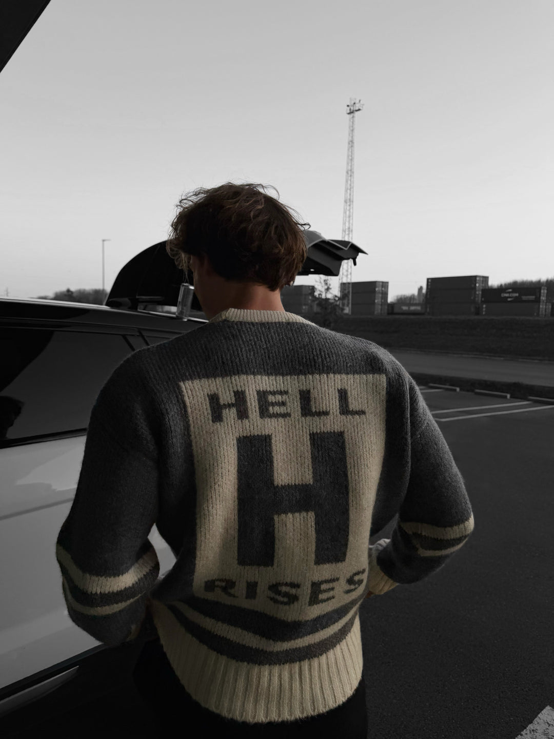 Oversize Knit Letter Sweater - Ecru