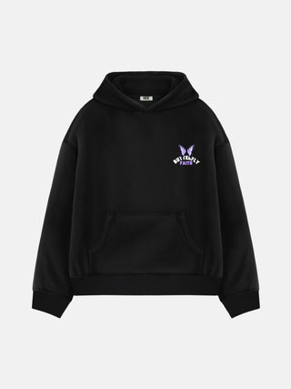Oversize Butterfly Hoodie - Black and Lila