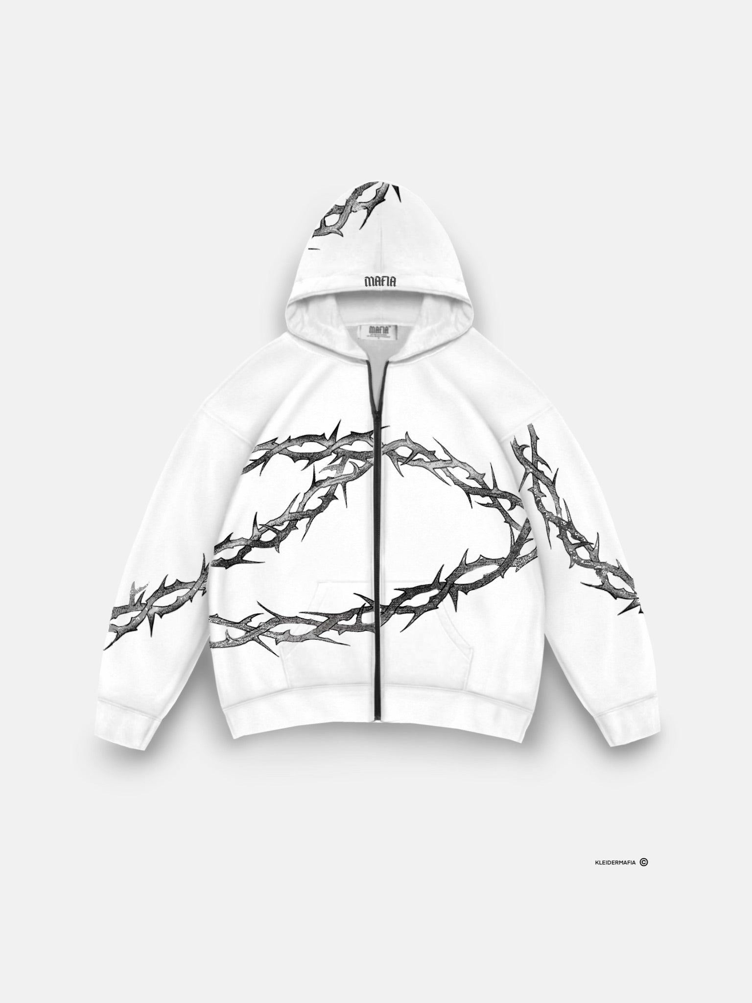 Oversize Wire Zipper Hoodie - Ecru