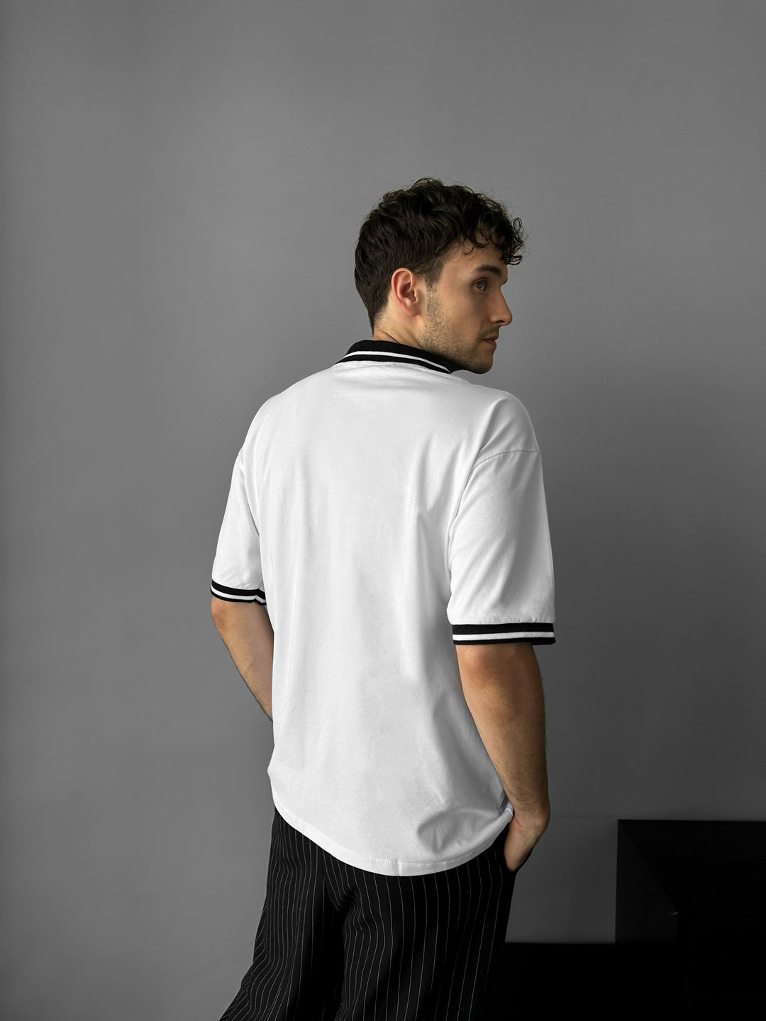 Loose Fit 'Endless Bliss' Polo T-Shirt - White