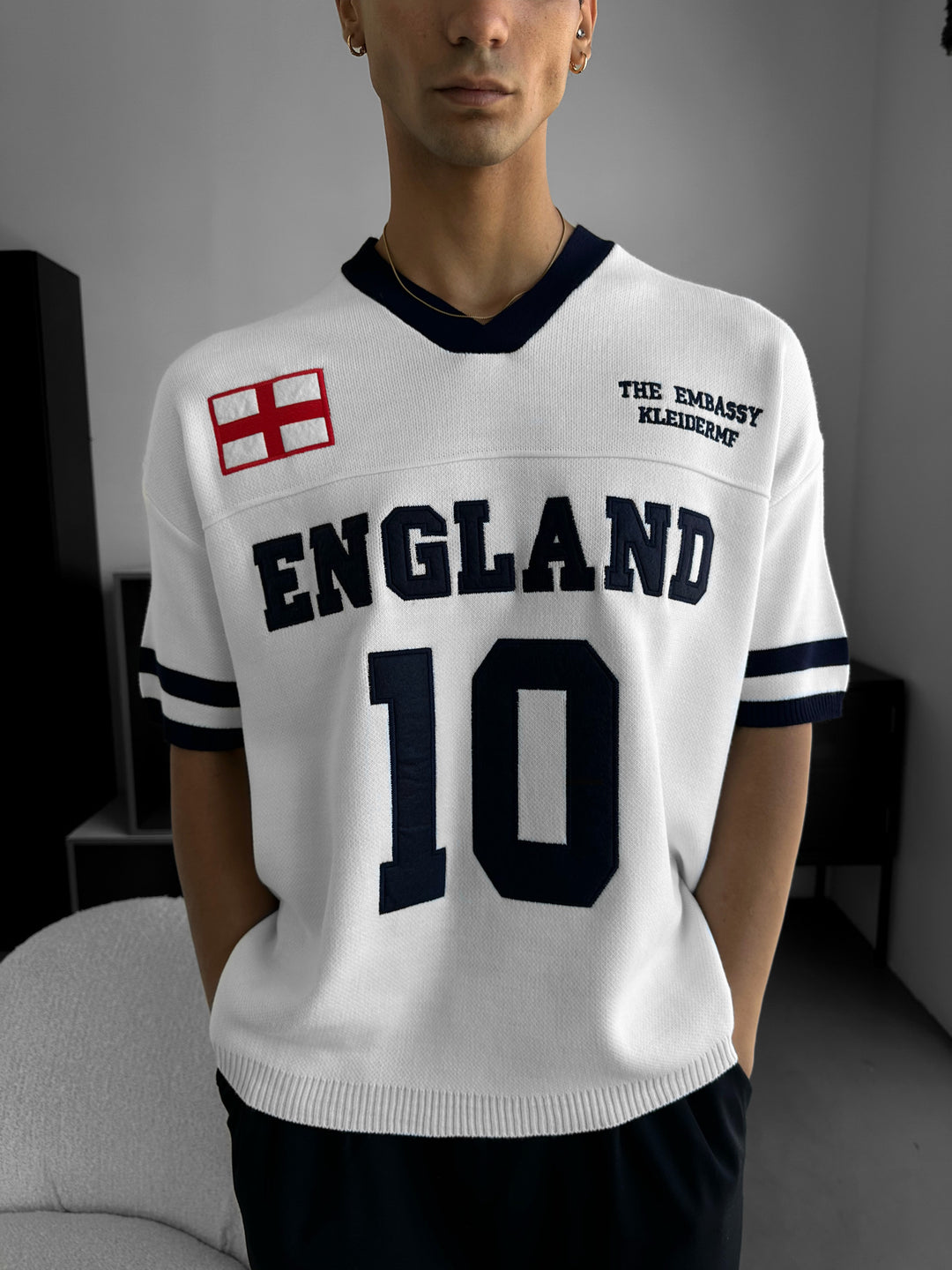 Oversize England Knit T-shirt - White