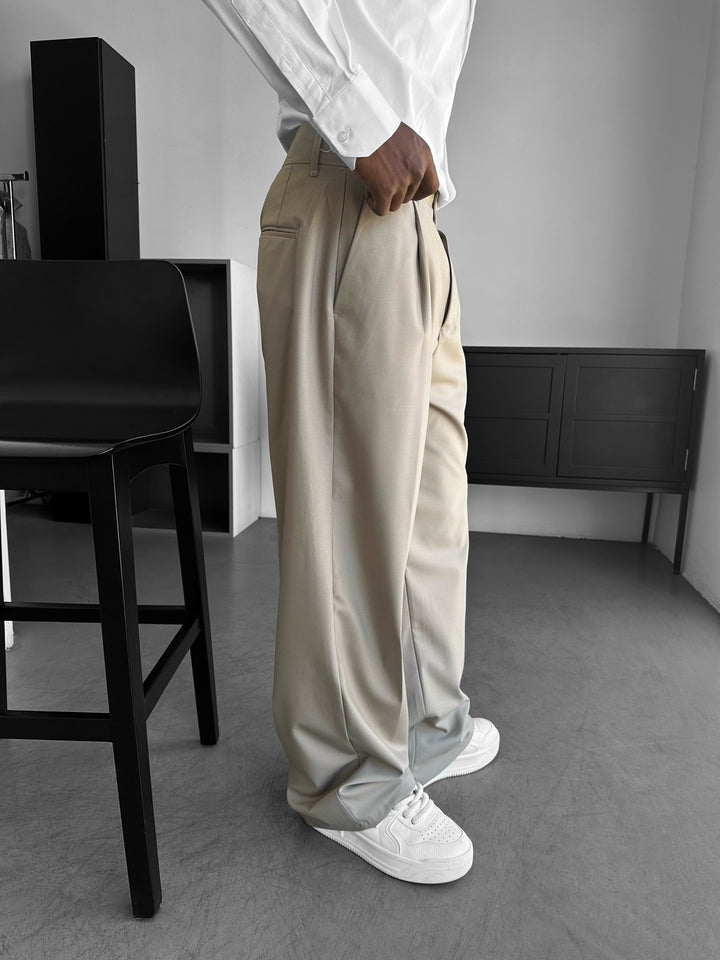 Loose Fit Comfort Trousers - Stone
