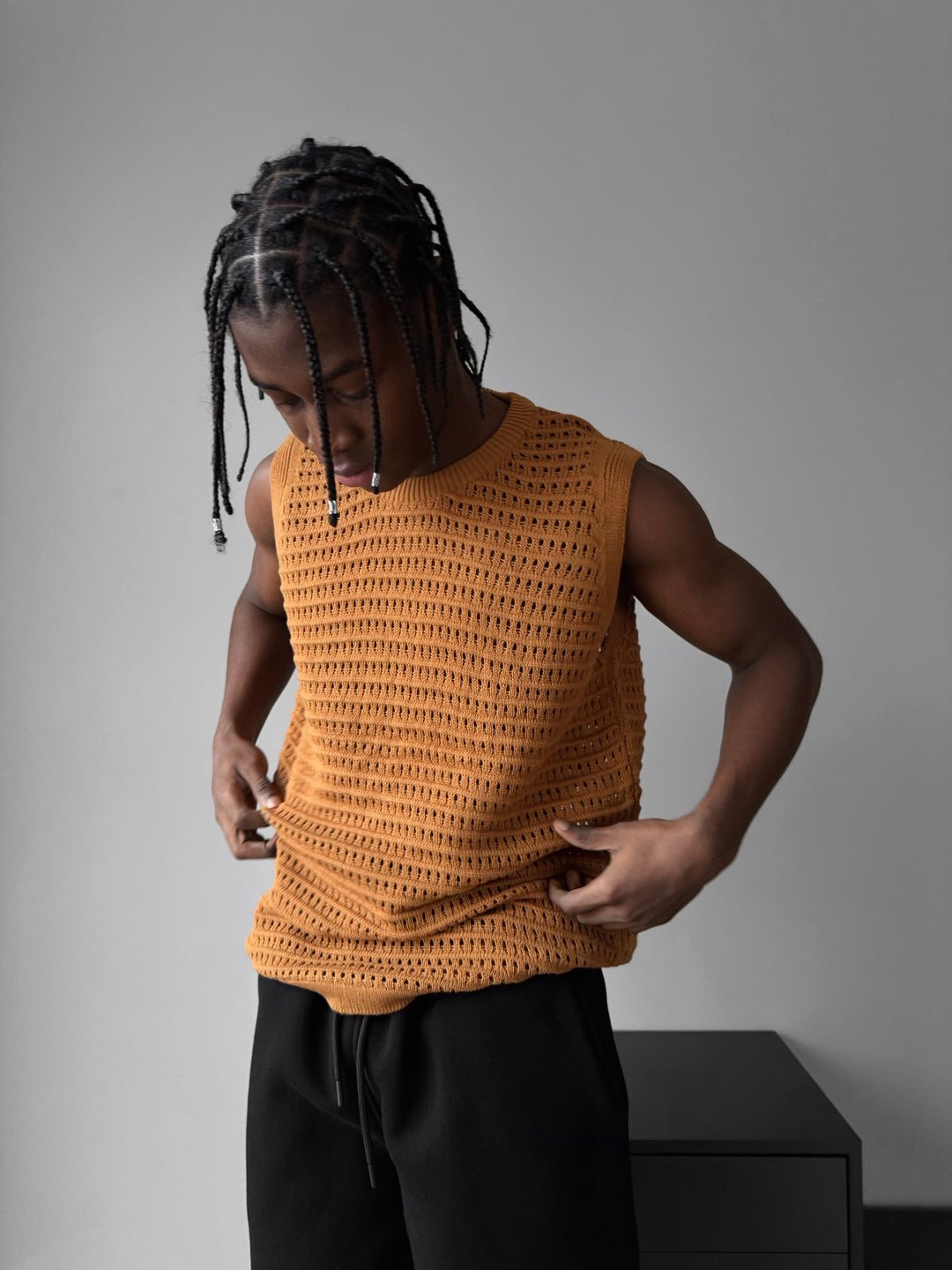 Oversize Grid Tanktop - Dark Brown