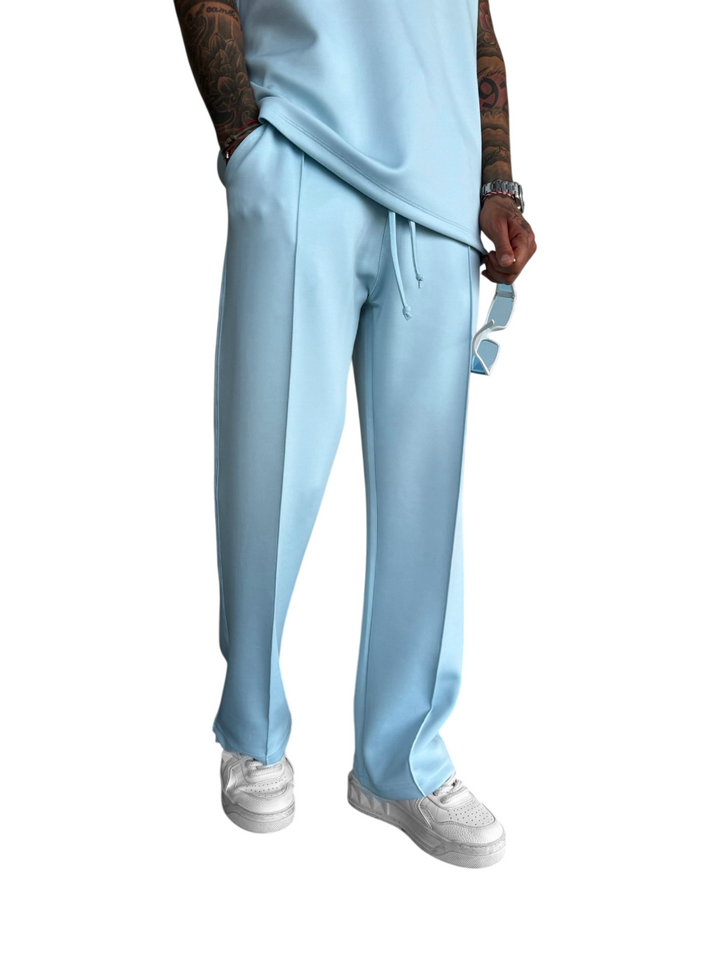 Loose Fit Diver Fabric Trousers - Baby Blue